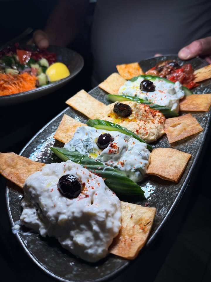 Cold Mix Platter with dips, olives and flatbread at LARA KITCHEN