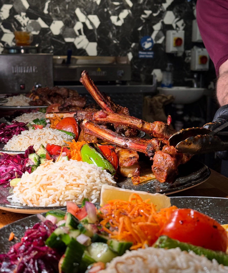 Lamb chops and kebabs from the charcoal grill at LARA KITCHEN